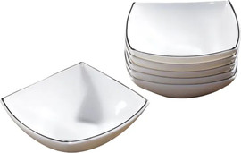 B-DECOR קערית מרובעת 14X4 ס״מ OPAL פס כסף לבן