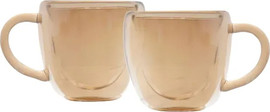 B-DECOR זוג כוסות אספרסו DreamChef זכוכית כפולה בגודל 80ml בצבע אמבר