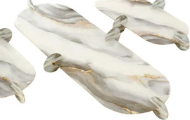 B-DECOR מגש הגשה על רגליות Marble Email לבן-זהב 55X23X5 ס״מ B-DECOR