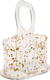 B-DECOR סכומון הגשה אקריליק שקוף עם פתיתי זהב GOLD PARTICLES