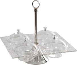 B-DECOR קברט SilverParticles אקריליק 4 קעריות עם מכסה עגולות