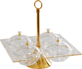 B-DECOR קברט GoldParticles אקריליק 4 קעריות עם מכסה עגולות