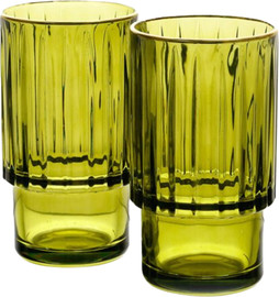 CRYSTALINE סט 6 כוסות שתייה מזכוכית 440 מ״ל ירוק GREEN GOLD CRYSTALINE