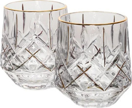 B-DECOR סט 6 כוסות וויסקי 350 מ"ל CRYSTALIN פס זהב