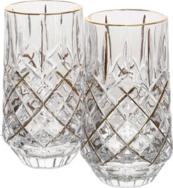B-DECOR סט 6 כוסות שתייה 410 מ"ל CRYSTALIN פס זהב