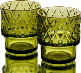 CRYSTALINE סט 6 כוסות וויסקי 390 מ"ל GREEN GOLD CRYSTALINE