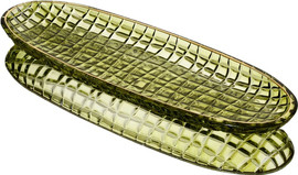 CRYSTALINE צלחת אינגליש קייק  40X14 ס״מ בצבע ירוק עם זהב CRYSTALINE