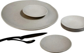 B-DECOR סט צלחות עוגה והגשה 8 חלקים STONE WARY GREY 33X33X3.5 15X15X2.5