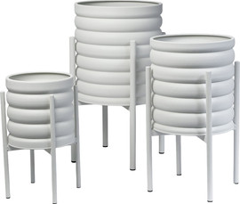 B-DECOR סט 3 מעמדים לעציצים מתכת שמנת 25-36 ס"מ