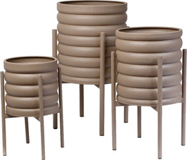 B-DECOR סט 3 מעמדים לעציצים מתכת חום 25-36 ס"מ