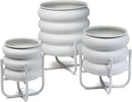 B-DECOR סט 3 מעמדים לעציצים מתכת שמנת 18-27 ס"מ