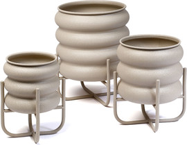 B-DECOR סט 3 מעמדים לעציצים מתכת מוקה 18-27 ס"מ