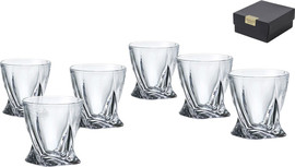 BOHEMIA סט 6 כוסות ויסקי QUADRO קריסטל בוהמיה 340ml