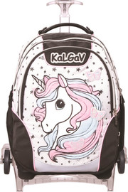 קל גב תיק אורטופדי X BAG TROLLEY דגם חד קרן פרפרים שחור-לבן – KAL GAV