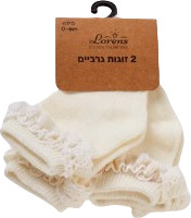 Lorens מארז זוג גרביים מלמלה 0-6 חודשים מבית Lorens - לבן
