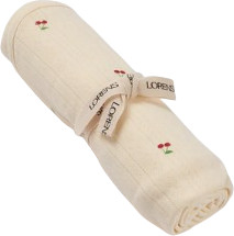 Lorens שמיכה מבד פוינטל מבית Lorens - צהוב עם איורי דובדבנים