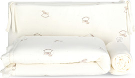 MINENE סט מצעים למיטת תינוק מסדרת Vintage Collection דגם שמנת מודפס
