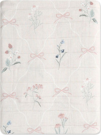 MINENE שמיכת במבוק Wonderland בצבע ורוד בהיר מודפס בגודל 100X120 ס"מ