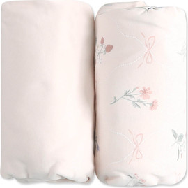 MINENE זוג סדינים לעריסה 60*90 סמ - ליין Wonderland - ורוד בהיר - Light Pink