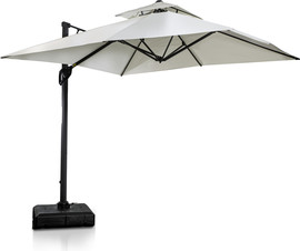 Australia Garden שמשיה רגל צד 3X3 מטר מקצועית עם בוכנה צבע שמנת עם בסיס מים דגם מונקו