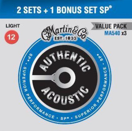 MARTIN מארז 3 סטים 2+1 0.12 לאקוסטית SP Phosphor Bronze AUTHENTIC MA540