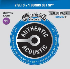 MARTIN מארז 3 סטים 2+1 0.11 לאקוסטית SP Phosphor Bronze AUTHENTIC MA535