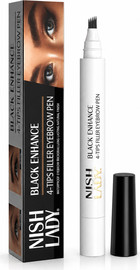 NISHLADY NISH LADY Black Enhance Filler Eyebrow Pen עט ומברשת טיפוח ועיצוב גבות שחור