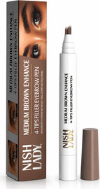 NISHLADY NISH LADY Black Enhance Filler Eyebrow Pen עט ומברשת טיפוח ועיצוב גבות חום כהה