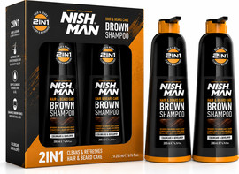 NISHMAN מארז זוג NISHMAN 2in1 Brown Shampoo – שמפו חום לשיער ולזקן