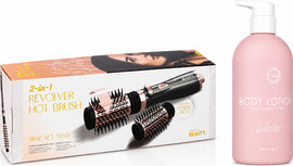 Cortex BEAUTY מארז מברשת פן חשמלית מסתובבת 2 ב-1 בצבע שחור + קרם גוף OCTAN במתנה