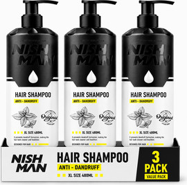 NISHMAN מארז שלישייה NISHMAN שמפו נגד קשקשים 480 מ"ל | Anti-Dandruff Hair Shampoo XL