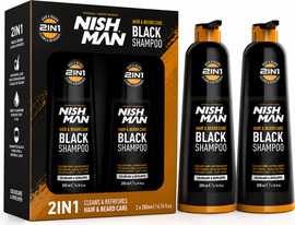 NISHMAN מארז זוג NISHMAN 2in1 BLACK Shampoo – שמפו שחור לשיער ולזקן