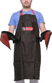 Cutterpeeler סינר שלם שחור עם כפפות 4Chef