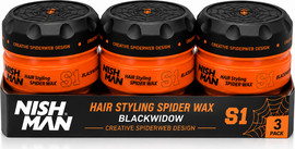 NISHMAN NISHMAN S1 Blackwidow Spider Wax מארז שלישייה | ווקס סיבים לעיצוב שיער 3 יחידות