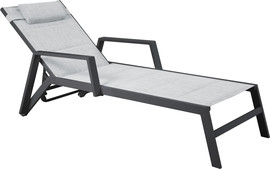 Australia Garden מיטת שיזוף York אלומיניום אפור כהה עם משענת מכווננת וכרית ראש