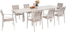 Australia Garden שולחן פירנצה נפתח ל1.80 מטר שטח פסים מוקה + 4 כסאות ארז