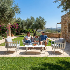 Australia Garden מערכת ישיבה אלומיניום לבן דגם Santorini סנטוריני