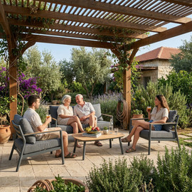 Australia Garden מערכת ישיבה אלומיניום אפור פחם Canberra קנברה