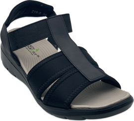 Lady Comfort סנדלי נוחות מוצבות בצבע שחור חלק 36-42 דגם Lady Comfort 2195