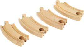 Brio 4 חלקי מסילה קצרים ומעוקלים לבנית רכבת מעץ