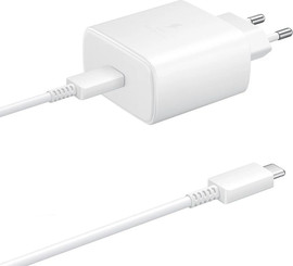 SAMSUNG מטען קיר Samsung Super Fast Travel Charger 45W עם כבל USB-C בצבע לבן