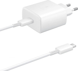 SAMSUNG ראש מטען Samsung Charger 65W + כבל Type-C to Type-C בצבע לבן