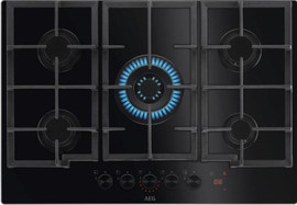 AEG כיריים גז 5 להבות 74 ס"מ AEG HKB75341NB זכוכית שחורה