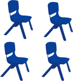 S-Free רביעיית כיסאות ילדים בגודל XL בצבע כחול | כיסאות ילדים | כיסאות לגן ילדים | עשוי יציקה אחת פלסטיק מחוזק