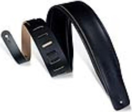 LEVY'S רצועה לגיטרה "3 שחורה DM1PD-BLK 3" Leather Guitar Strap With Foam Padding