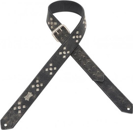 LEVY'S רצועה לגיטרה מעור אבזמים אפורה PM28DR-BLK