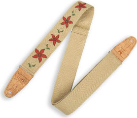 LEVY'S רצועה לגיטרה "2 MH8P-012 Hemp Webbing Red Flowers