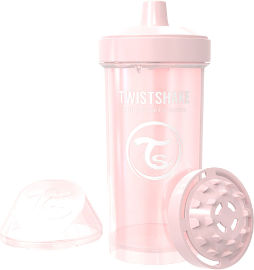 TWISTSHAKE כוס מעבר 12M+ ורוד פסטל -עם מנגנון למניעת נזילות