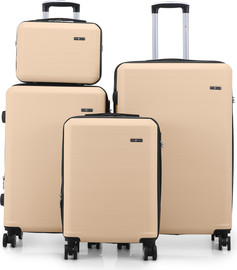 Swiss Voyager סט מזוודות קשיחות   4 יח` | 28 | 24 | 20 אינטש  MADRID SWISS   ותיק איפור מתנה שמפנייה