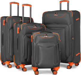 Camel Mountain Camel Mountain® Titan – סט 4 מזוודות פרימיום לחוויית נסיעה מושלמת - אפור גחלים וכתום להבה